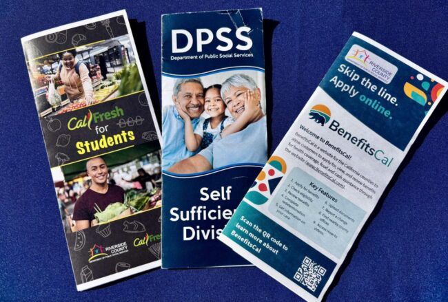 Blue brochure pamphlets for the Calfresh program